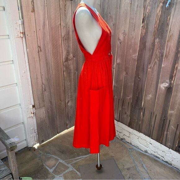 NEW FREE PEOPLE Red DIANA Wrap Cotton Midi Dress size XS - Picture 8 of 12